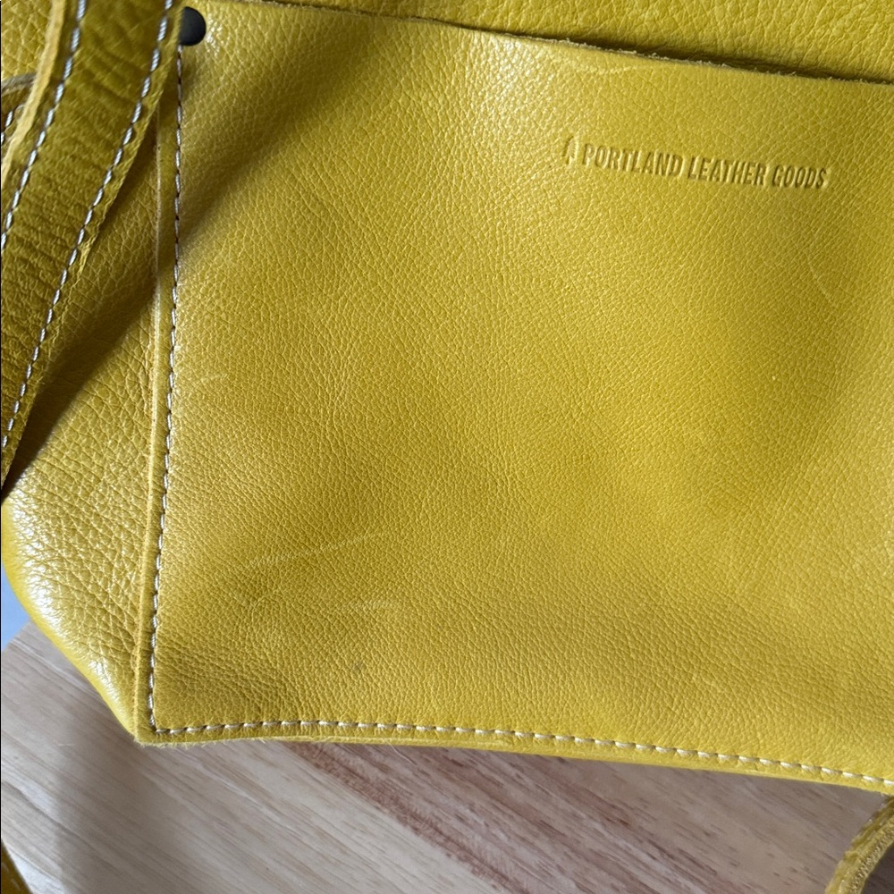 Portland Leather Mustard Yellow Mini Crossbody Tote Handbag - Picture 7 of 7
